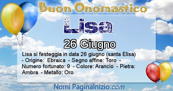 Lisa - Onomastico del nome Lisa