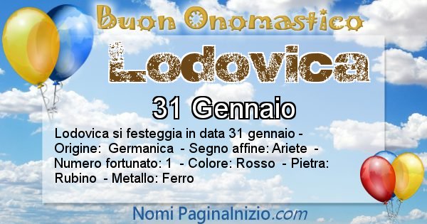 Lodovica - Onomastico del nome Lodovica