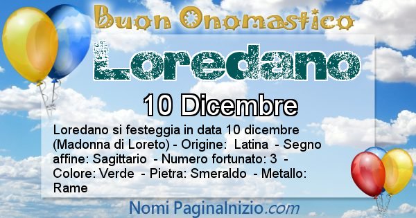 Loredano - Onomastico del nome Loredano