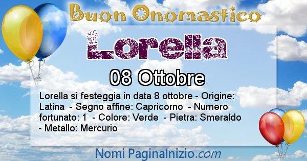 Lorella - Onomastico del nome Lorella