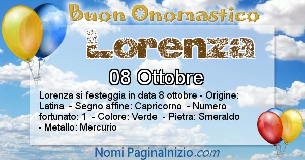 Lorenza - Onomastico del nome Lorenza