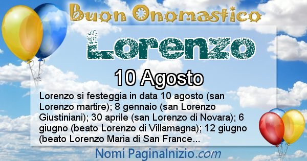 Lorenzo - Onomastico del nome Lorenzo