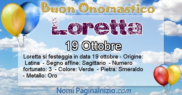 Loretta - Onomastico del nome Loretta