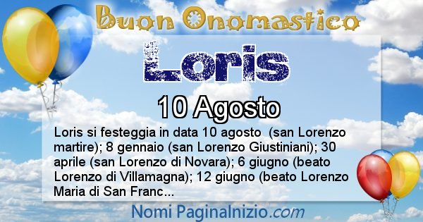 Loris - Onomastico del nome Loris
