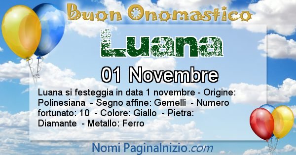 Luana - Onomastico del nome Luana