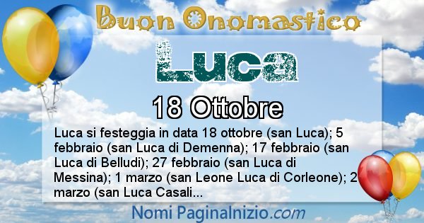 Luca - Onomastico del nome Luca