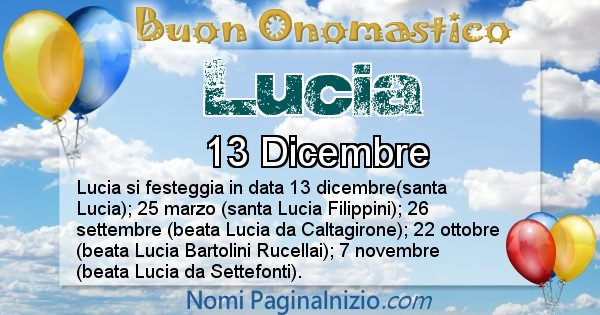 Lucia - Onomastico del nome Lucia