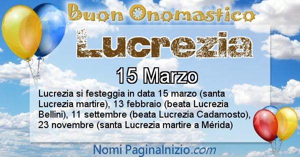 Lucrezia - Onomastico del nome Lucrezia