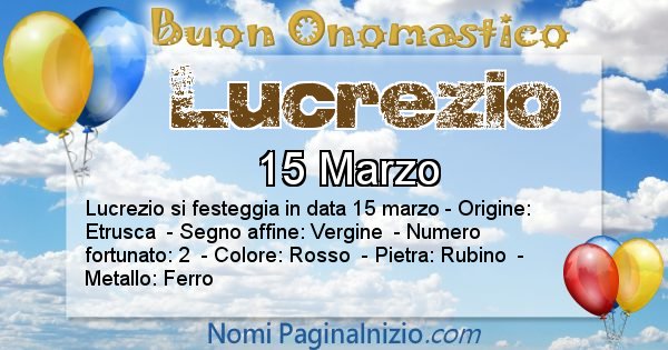 Lucrezio - Onomastico del nome Lucrezio