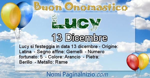 Lucy - Onomastico del nome Lucy
