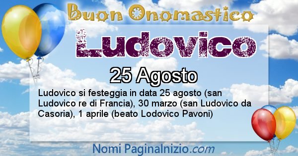 Ludovico - Onomastico del nome Ludovico