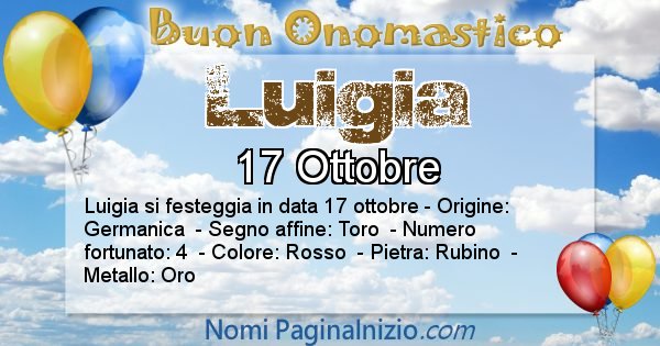 Luigia - Onomastico del nome Luigia