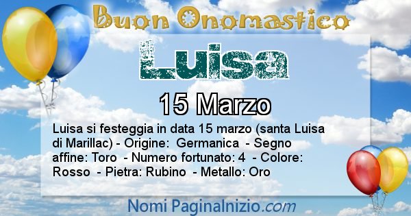 Luisa - Onomastico del nome Luisa