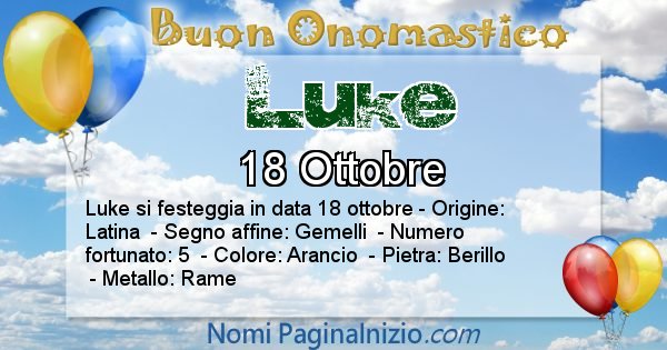 Luke - Onomastico del nome Luke