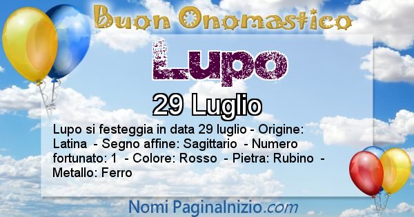 Lupo - Onomastico del nome Lupo