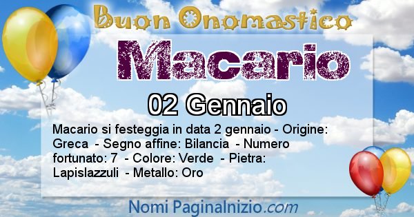 Macario - Onomastico del nome Macario