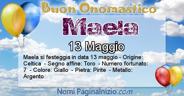 Maela - Onomastico del nome Maela