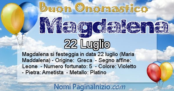 Magdalena - Onomastico del nome Magdalena