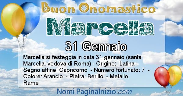 Marcella - Onomastico del nome Marcella