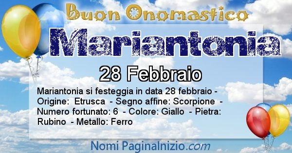 Mariantonia - Onomastico del nome Mariantonia