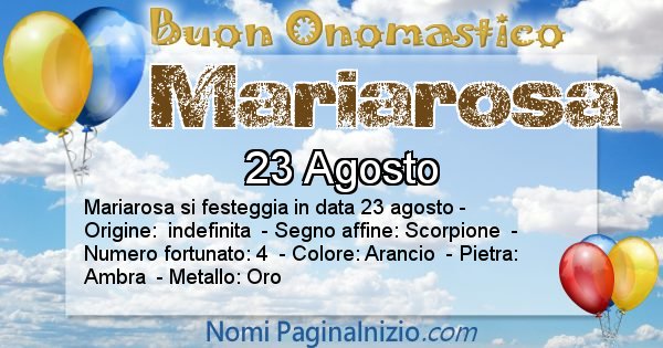 Mariarosa - Onomastico del nome Mariarosa