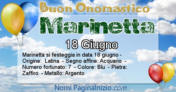 Marinetta - Onomastico del nome Marinetta