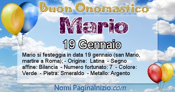 Mario - Onomastico del nome Mario