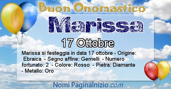 Marissa - Onomastico del nome Marissa