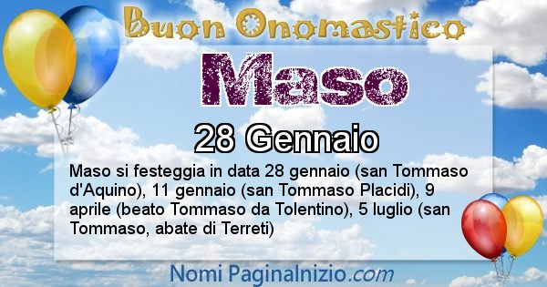 Maso - Onomastico del nome Maso