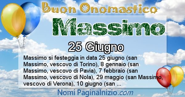 Massimo - Onomastico del nome Massimo