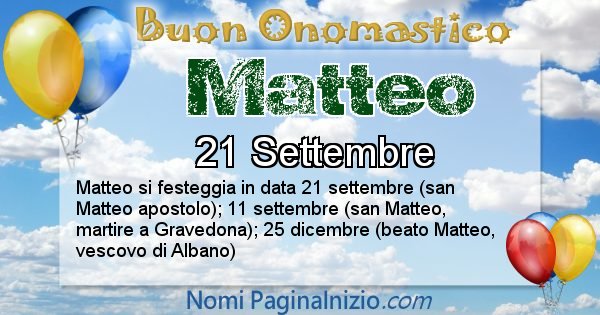 Matteo - Onomastico del nome Matteo