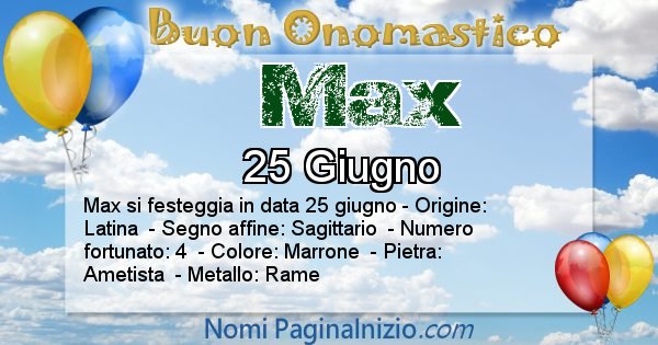 Max - Onomastico del nome Max