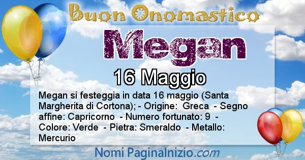 Megan - Onomastico del nome Megan