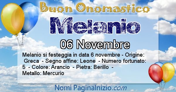 Melanio - Onomastico del nome Melanio