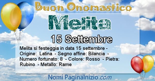 Melita - Onomastico del nome Melita