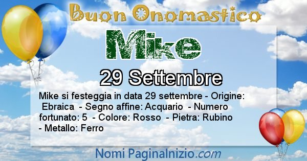 Mike - Onomastico del nome Mike