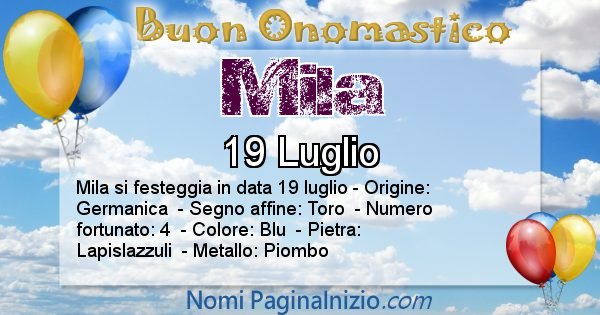 Mila - Onomastico del nome Mila