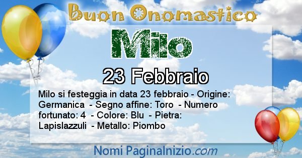 Milo - Onomastico del nome Milo