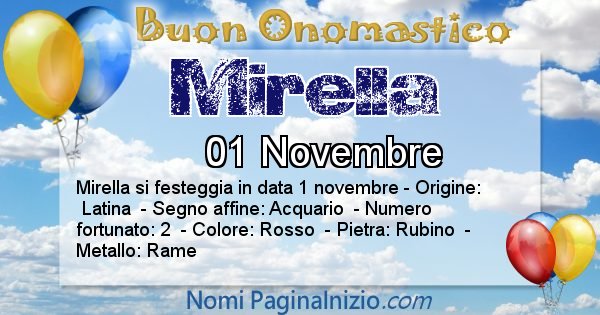 Mirella - Onomastico del nome Mirella