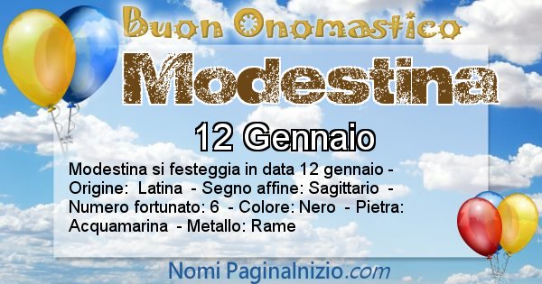 Modestina - Onomastico del nome Modestina