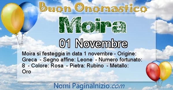 Moira - Onomastico del nome Moira