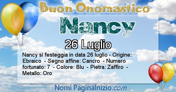 Nancy - Onomastico del nome Nancy