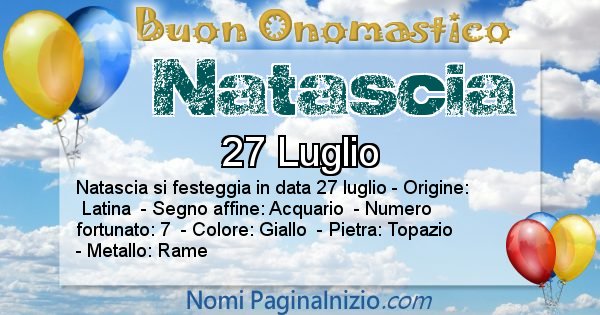 Natascia - Onomastico del nome Natascia