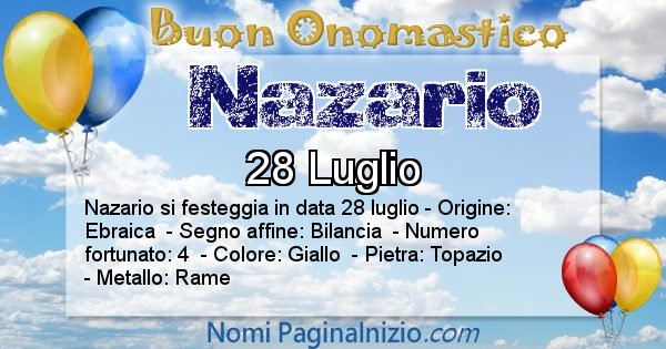 Nazario - Onomastico del nome Nazario