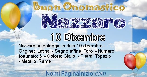 Nazzaro - Onomastico del nome Nazzaro