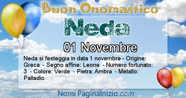 Neda - Onomastico del nome Neda