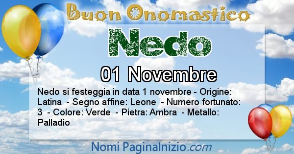 Nedo - Onomastico del nome Nedo