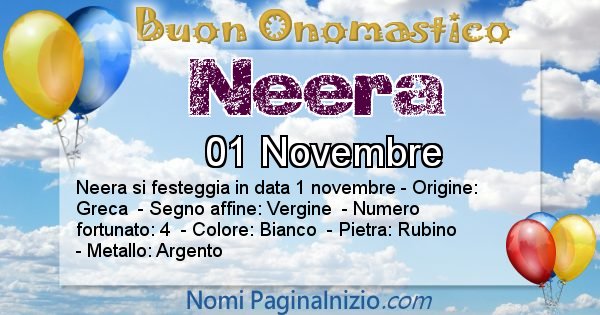 Neera - Onomastico del nome Neera