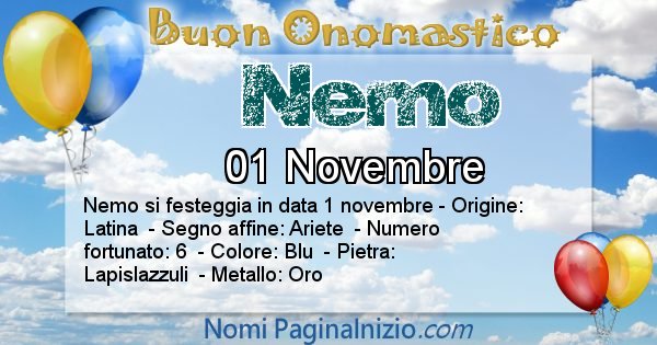 Nemo - Onomastico del nome Nemo