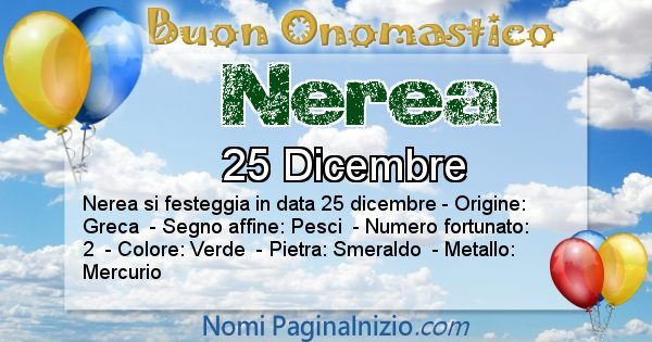 Nerea - Onomastico del nome Nerea